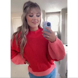 Color Block High Neck Sweater